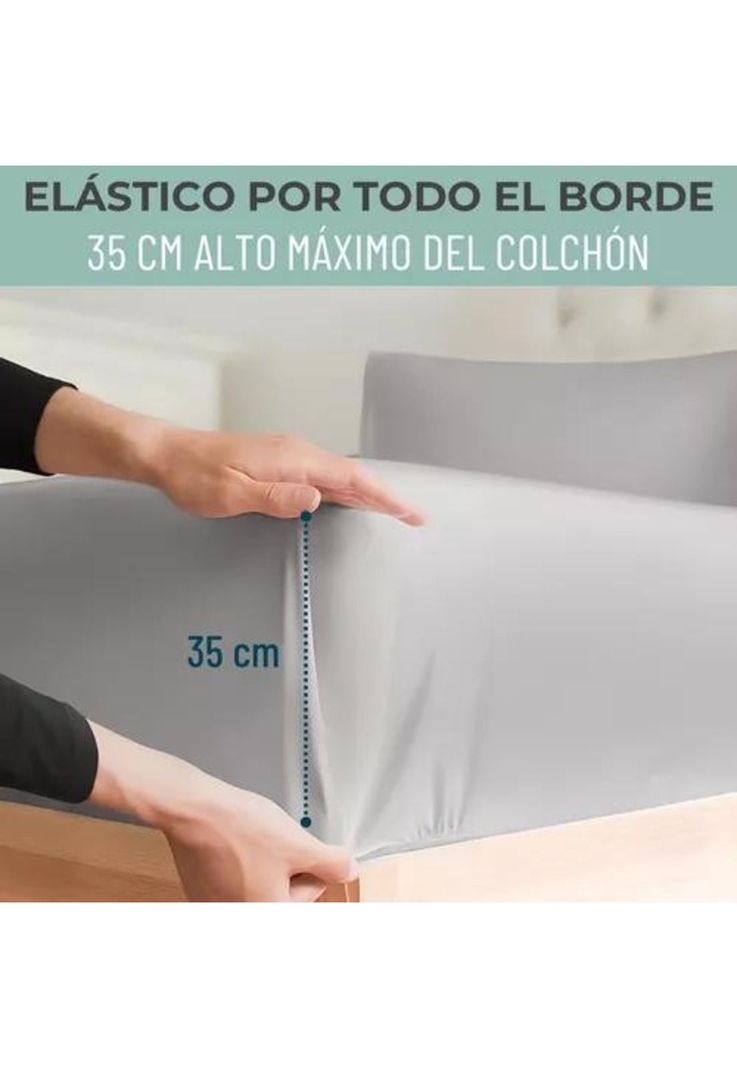 Sábana 1800 Ultra Suave + Funda Bordada - 1.5 Plazas Color Gris-2