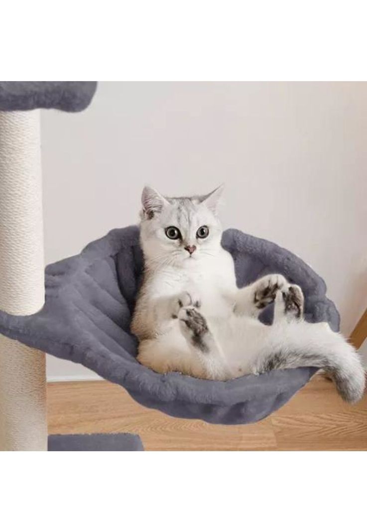 Torre rascador yute arbol gatos pompones escalera gris color-3