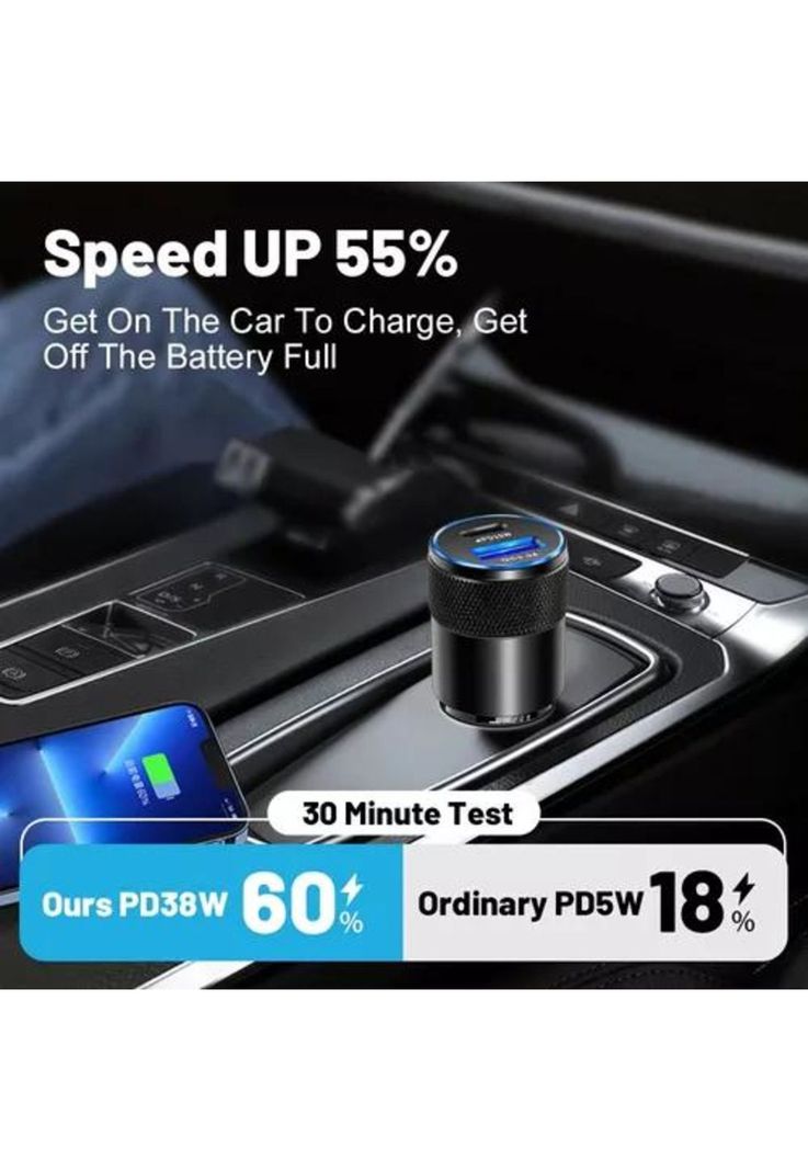 Cargador universal auto camión USB-C carga rápida 3.0 PD 38W-5