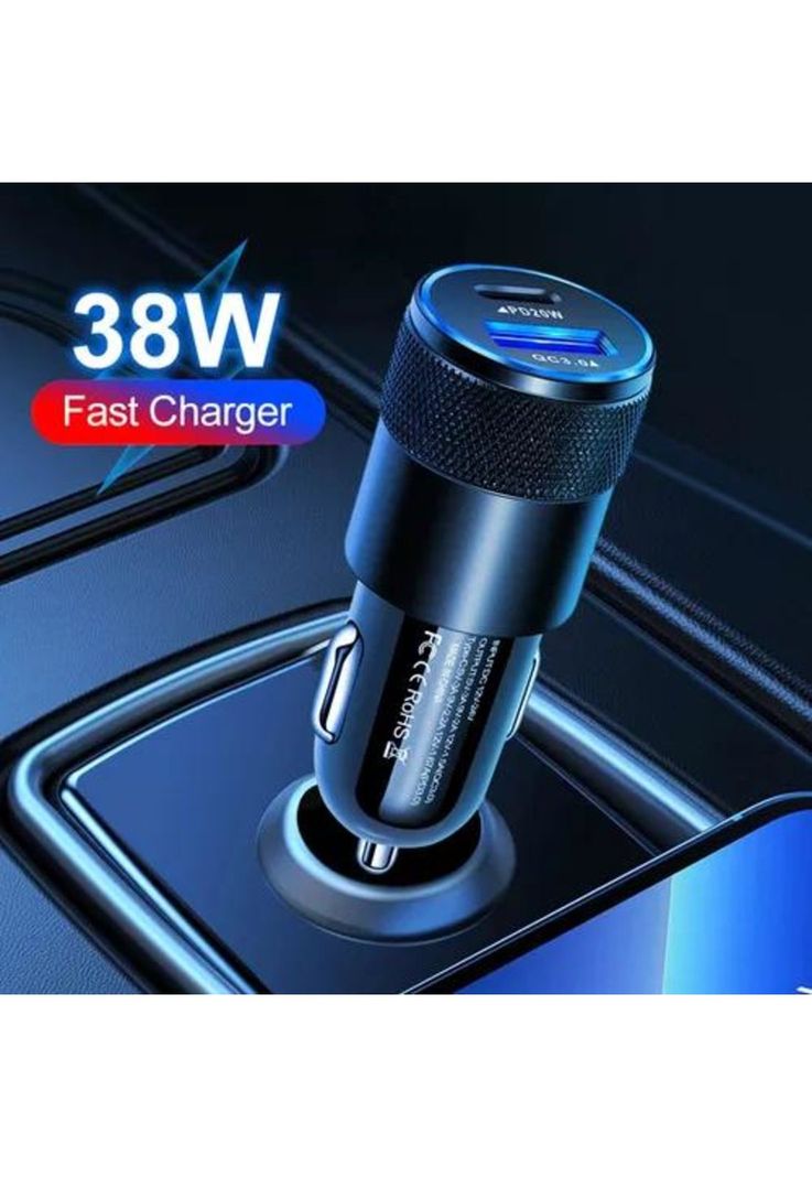 Cargador universal auto camión USB-C carga rápida 3.0 PD 38W-7