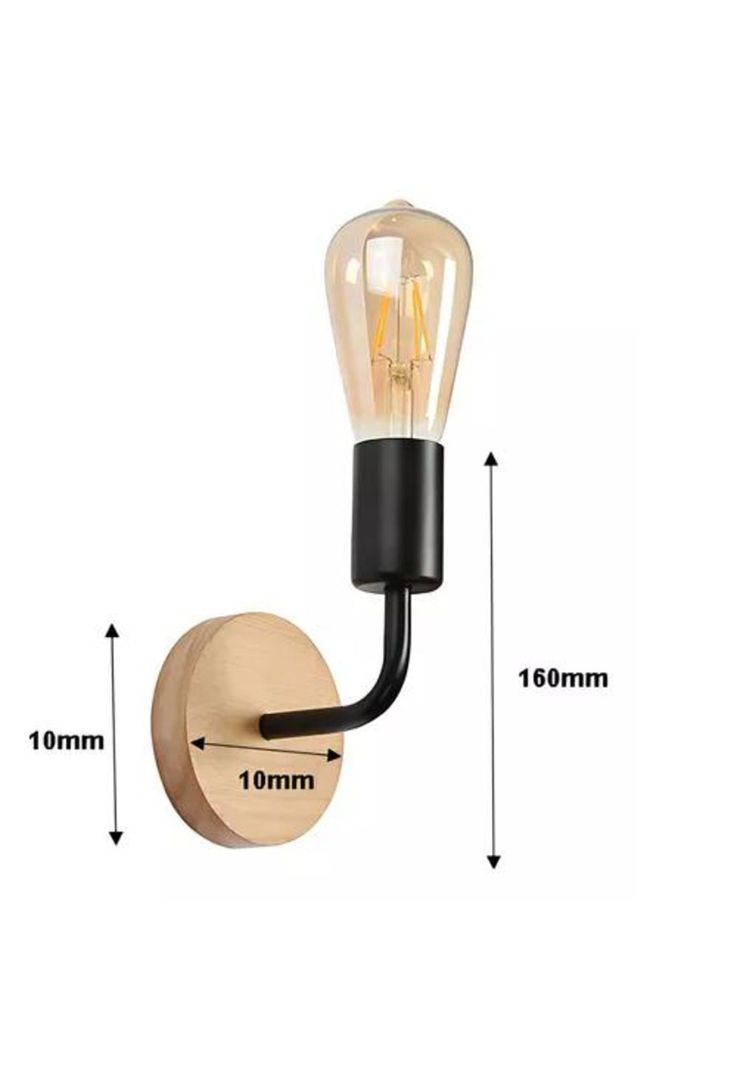 Aplique lámpara de madera, porta luces, color negro/madera-1