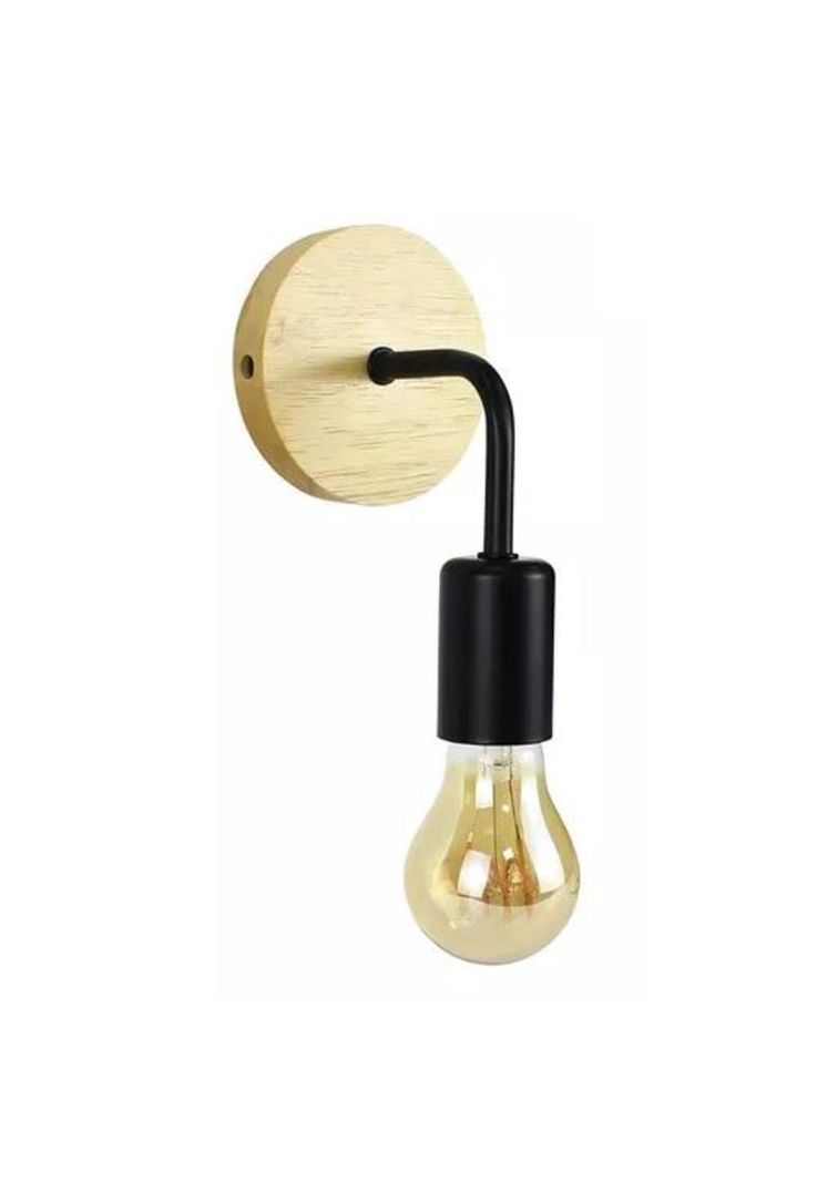 Aplique lámpara de madera, porta luces, color negro/madera-4