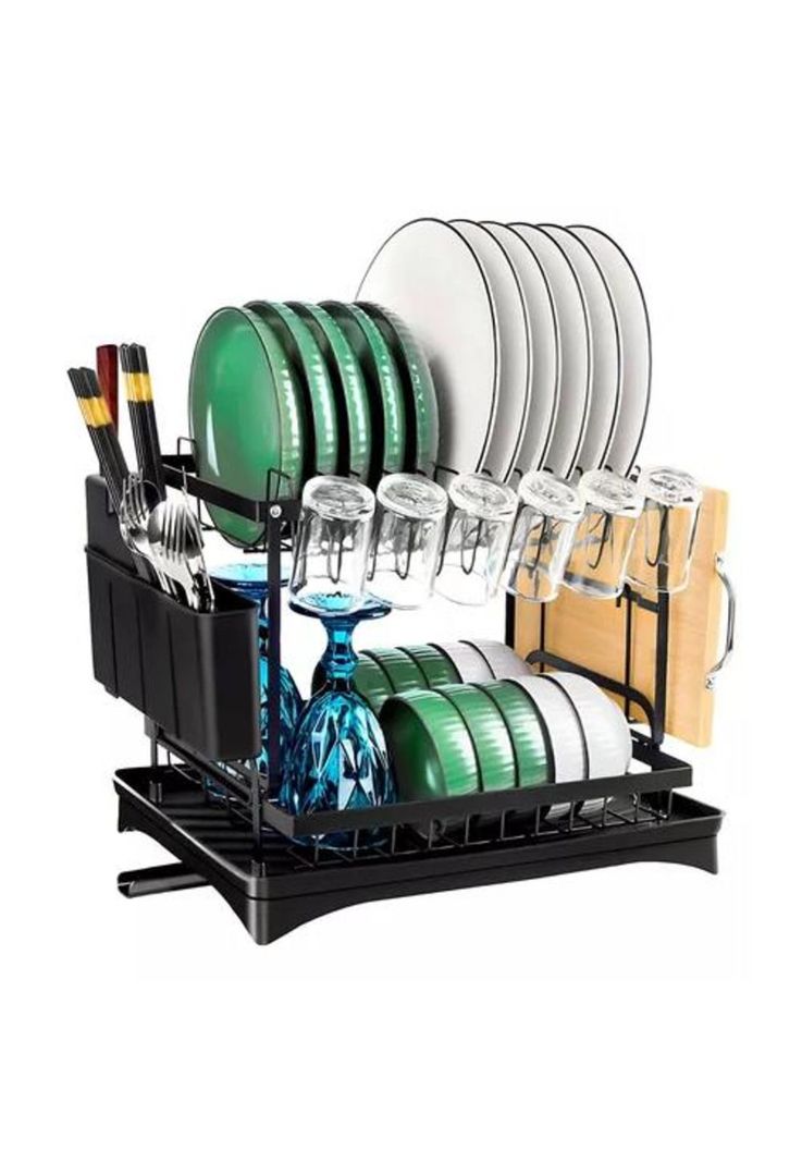 Secaplatos Escurridor - Secador de Platos, 2 Niveles, Cocina-0