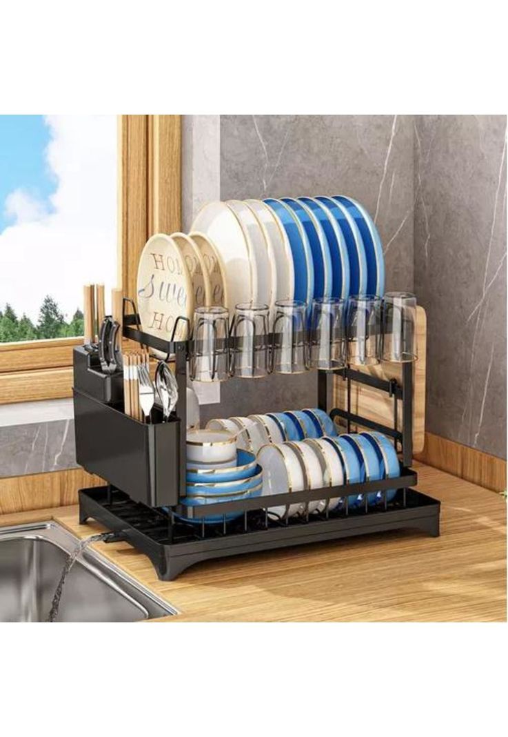 Secaplatos Escurridor - Secador de Platos, 2 Niveles, Cocina-2