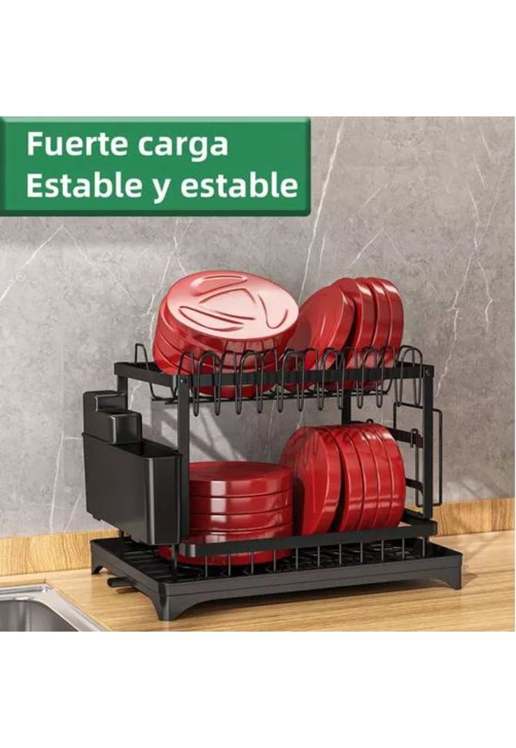 Secaplatos Escurridor - Secador de Platos, 2 Niveles, Cocina-4
