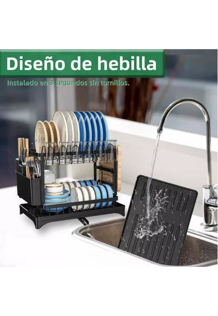 Secaplatos Escurridor - Secador de Platos, 2 Niveles, Cocina-5
