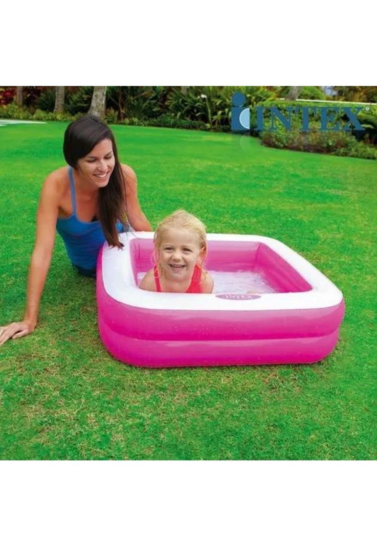 Piscina inflable cuadrada rosada-3