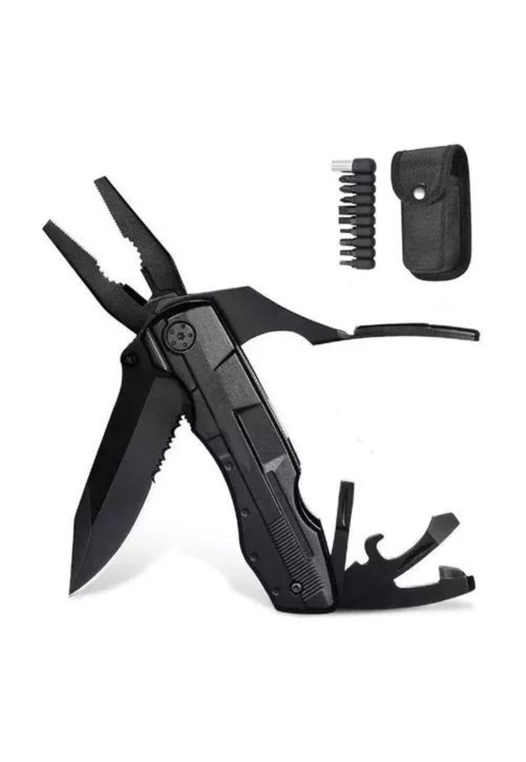 Navaja Táctica - Cuchillo Táctico Militar, Multiherramienta 16 en 1, Color Negro-1