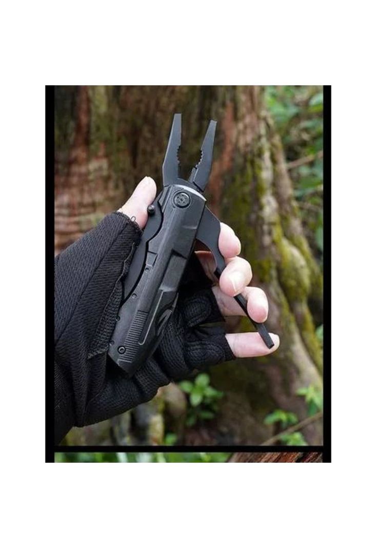 Navaja Táctica - Cuchillo Táctico Militar, Multiherramienta 16 en 1, Color Negro-2