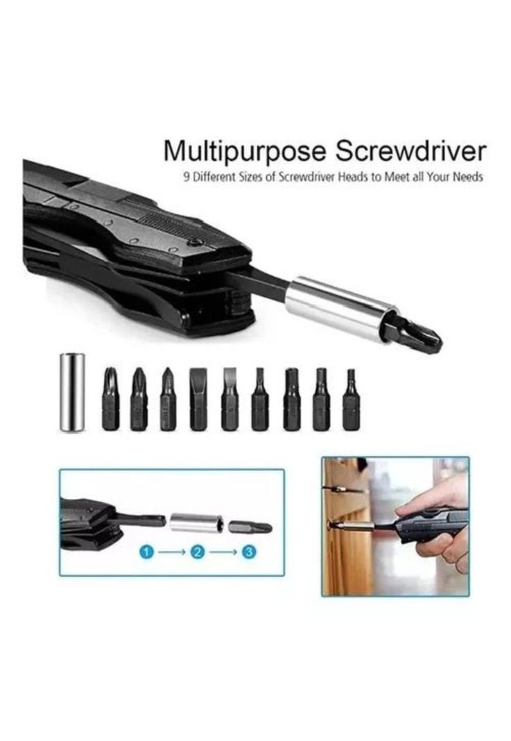 Navaja Táctica - Cuchillo Táctico Militar, Multiherramienta 16 en 1, Color Negro-5
