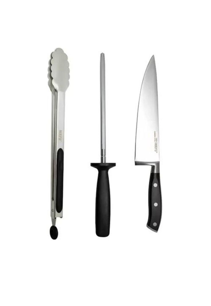 Set Parrillero 3 Piezas Wayu (cuchillo + Pinzas + Afilador)-0
