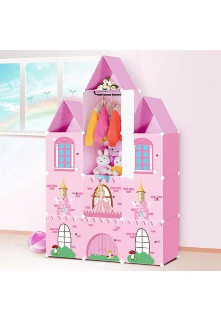 Ropero y cubo de almacenamiento para niños y niñas, multicolor-1
