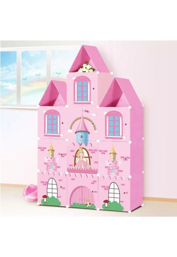 Ropero y cubo de almacenamiento para niños y niñas, multicolor-2