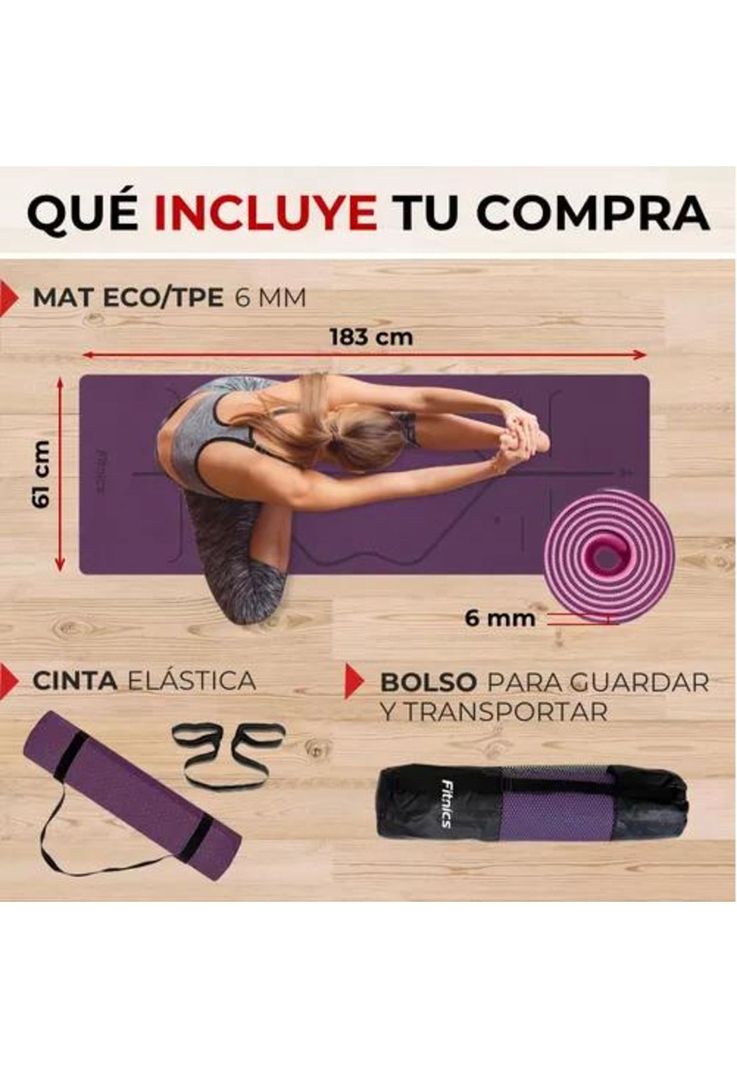 Mat de Yoga - Colchoneta Eco 6mm Doble Color, con Guías + Bolso + Correa-5