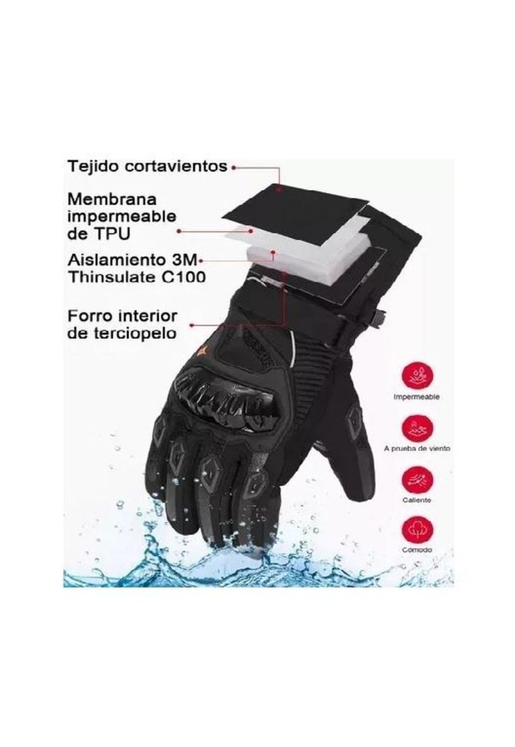 Guantes Suomy Invierno Impermeables para Motociclista - Térmico Talla M-4