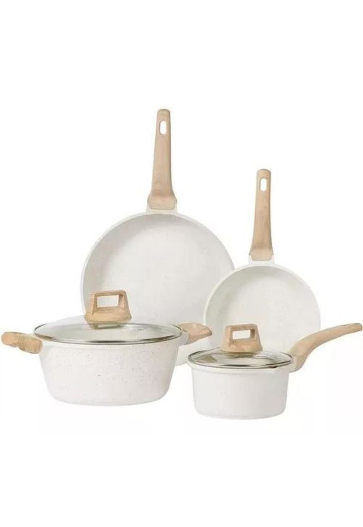 Batería de Cocina - 7 Piezas, Antiadherente Cerámica Profesional-0