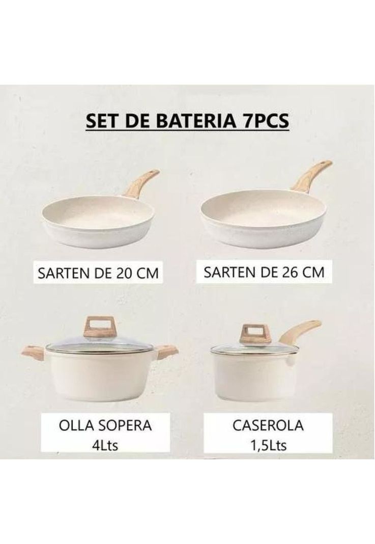 Batería de Cocina - 7 Piezas, Antiadherente Cerámica Profesional-6