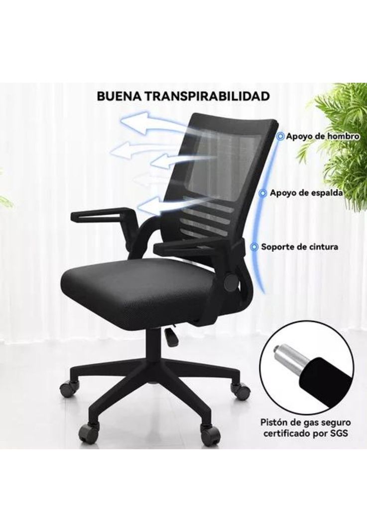 Silla de escritorio Emilia ergonómica acolchada color negro-3