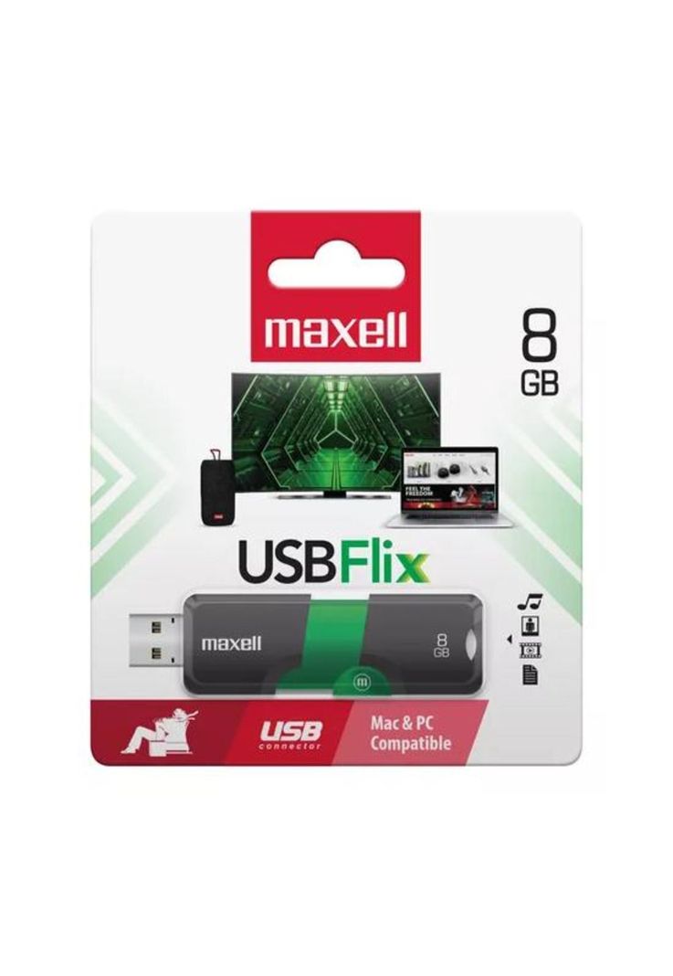 Pendrive Maxell Flix 8GB 2.0, verde, diseño liso-0