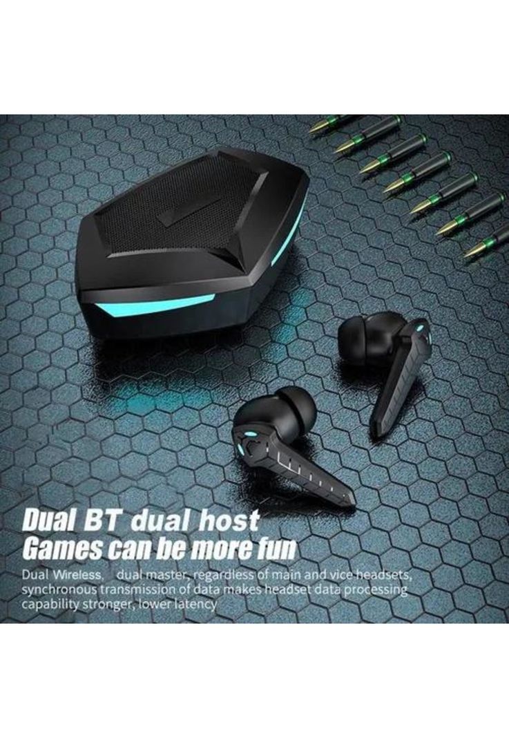 Auriculares in-ear gamer inalámbricos P30 negro con luz LED-4