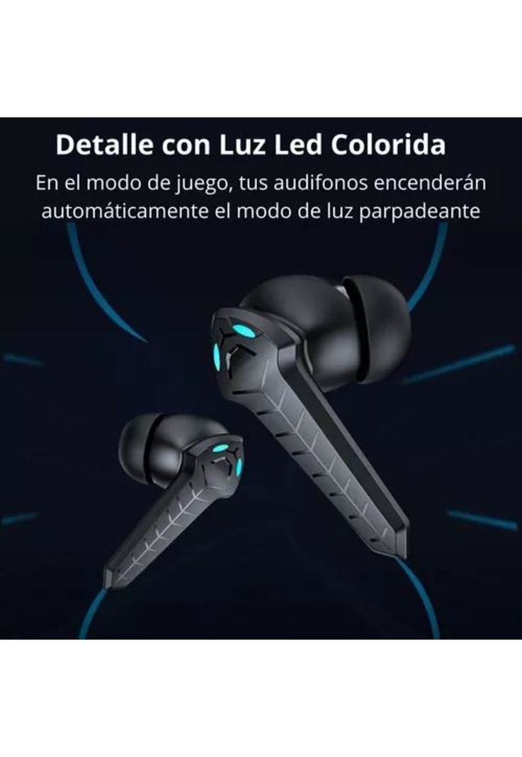 Auriculares in-ear gamer inalámbricos P30 negro con luz LED-5