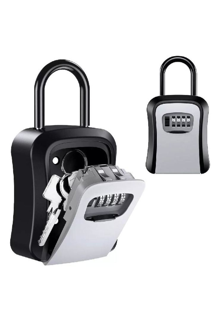 Caja seguridad porta llave candado clave color gris-1