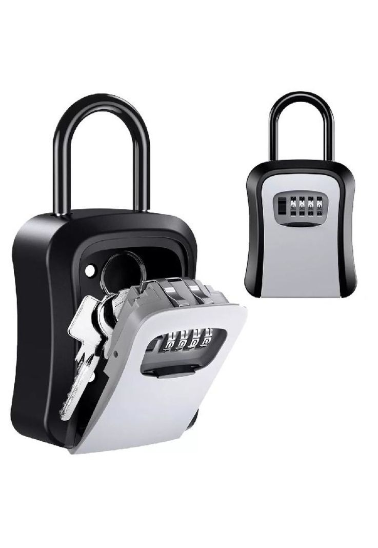 Caja seguridad porta llave candado clave color gris-3