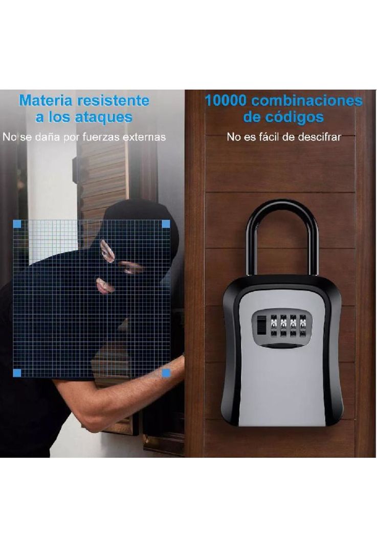 Caja seguridad porta llave candado clave color gris-6