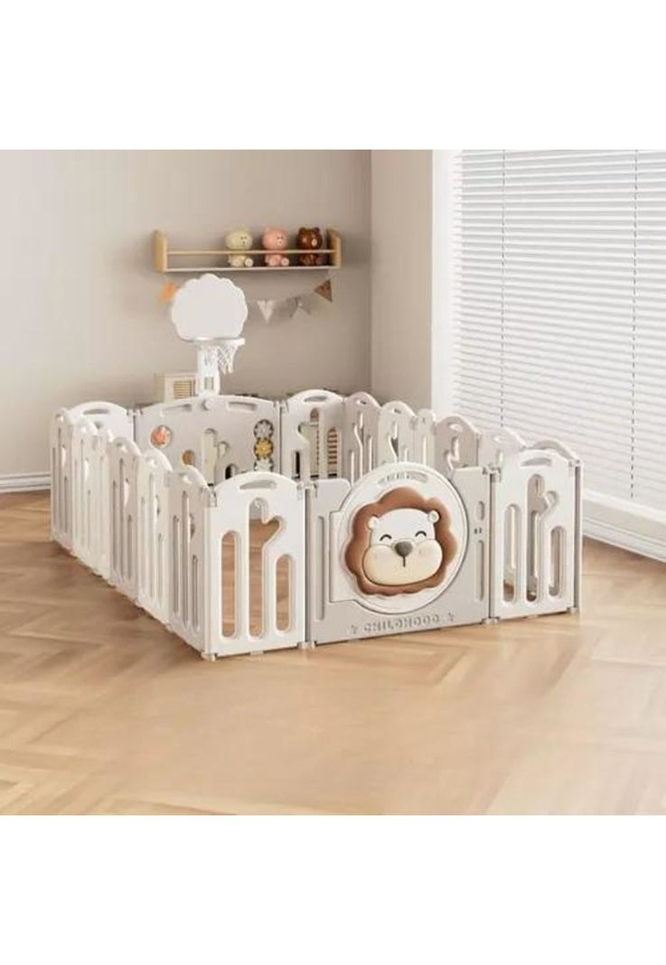 Corral bebé 18 piezas, 180x200x63 cm, color gris-1