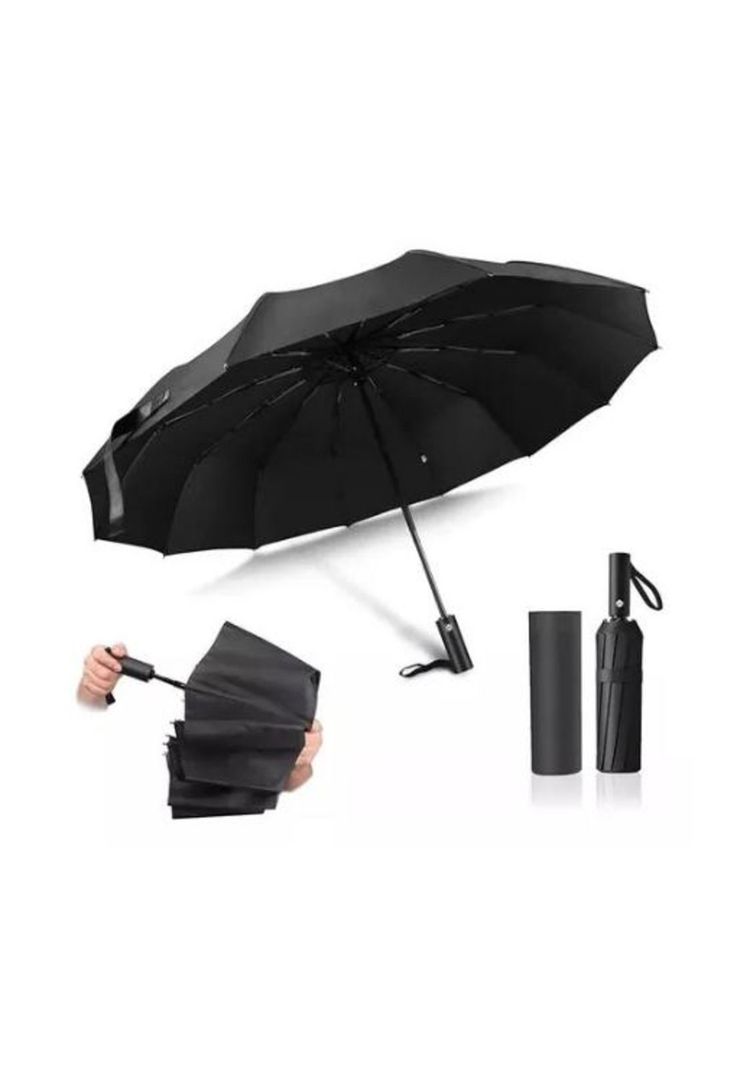 Paraguas sombrilla automático uv plegable luz led negro-1