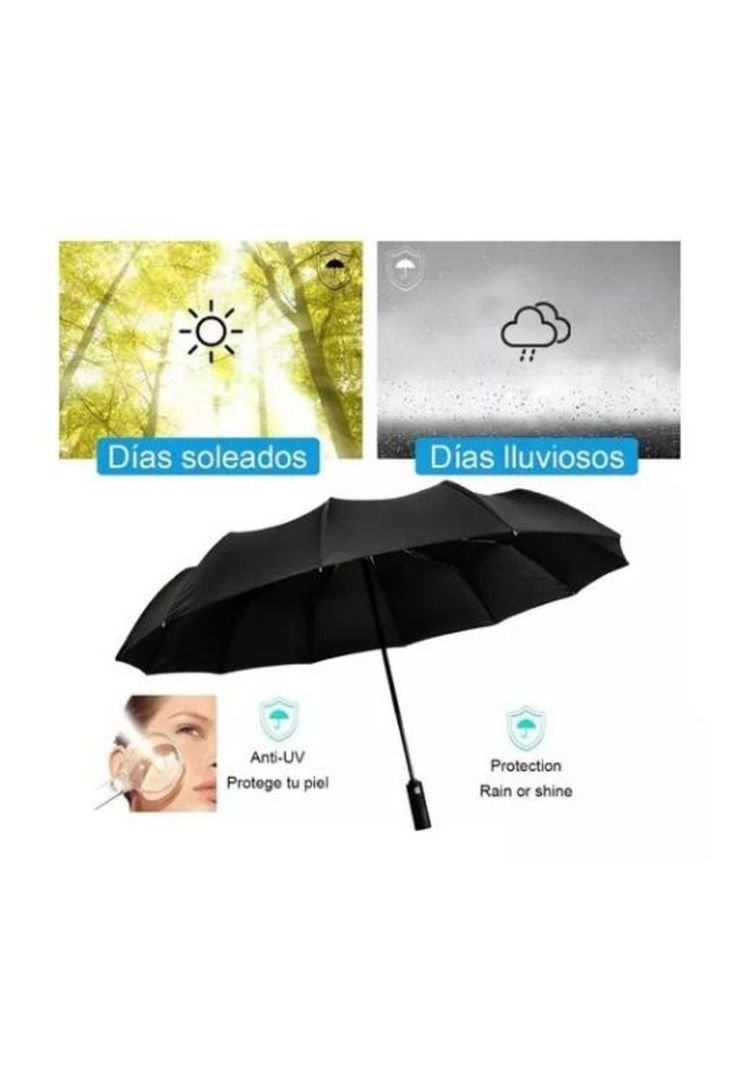 Paraguas sombrilla automático uv plegable luz led negro-2