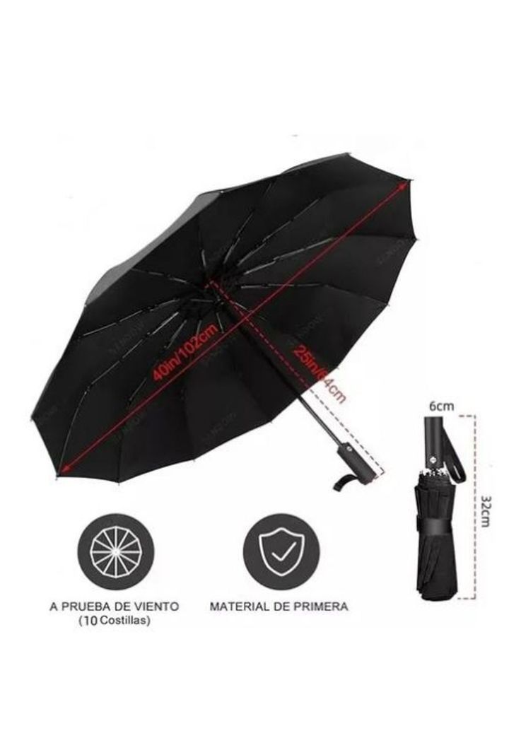 Paraguas sombrilla automático uv plegable luz led negro-4