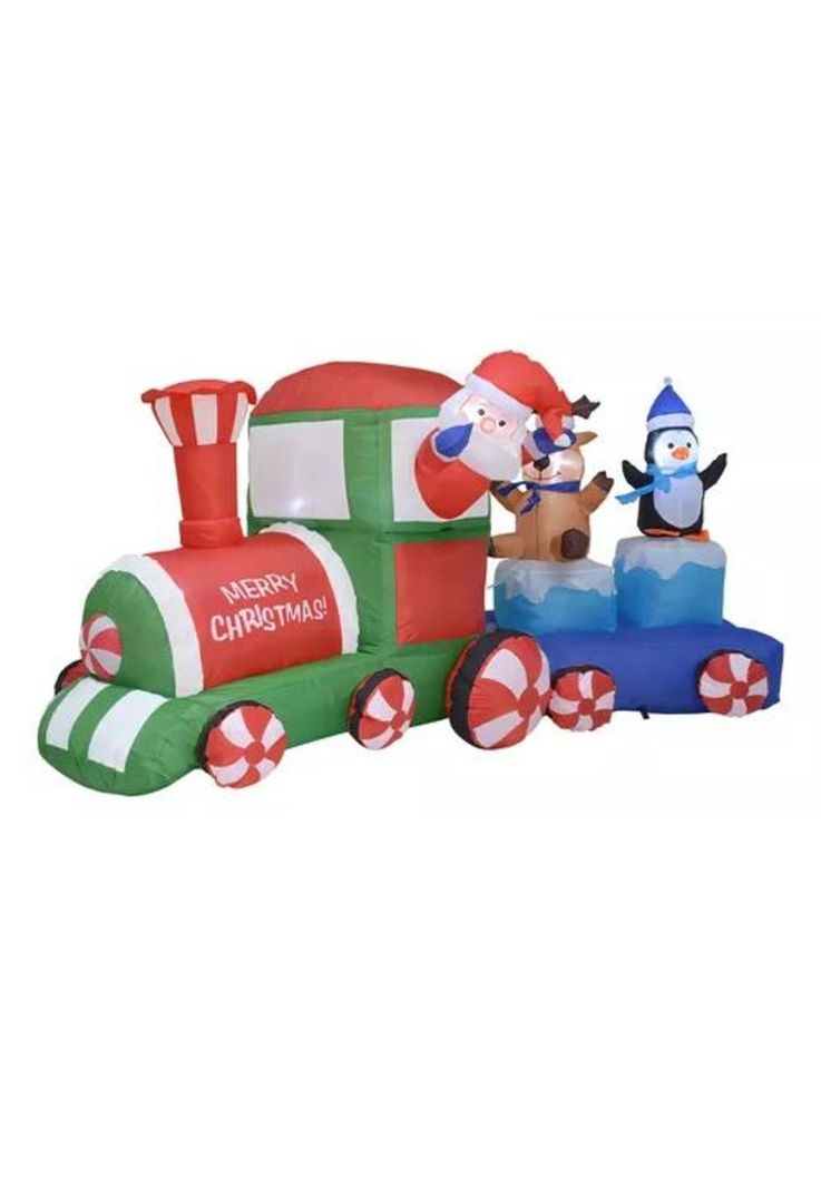 Inflable de Navidad tren navideño 2.2 m exterior con luz led multicolor-1