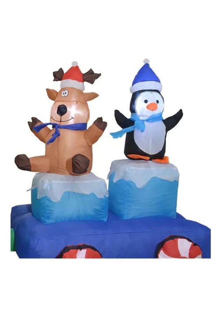 Inflable de Navidad tren navideño 2.2 m exterior con luz led multicolor-3