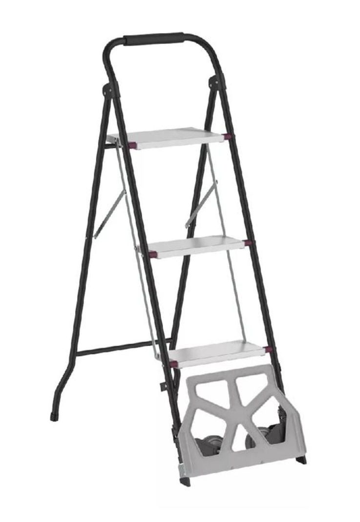 Escalera 3 Peldaños 90 Cm (2 En 1) Gris-0
