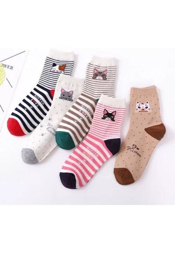 Pack de 12 calcetines largos para dama, diseño de rayas con bambú, multicolor-1