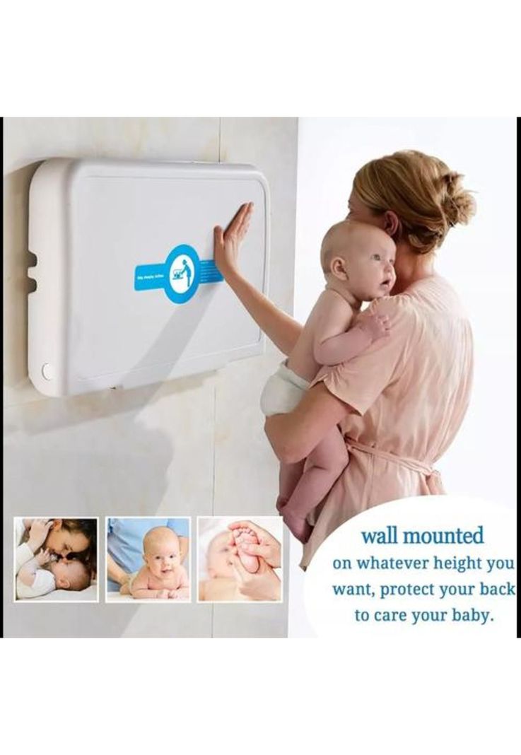 Mudador para baño público cambiador de pañales bebé, gris-3