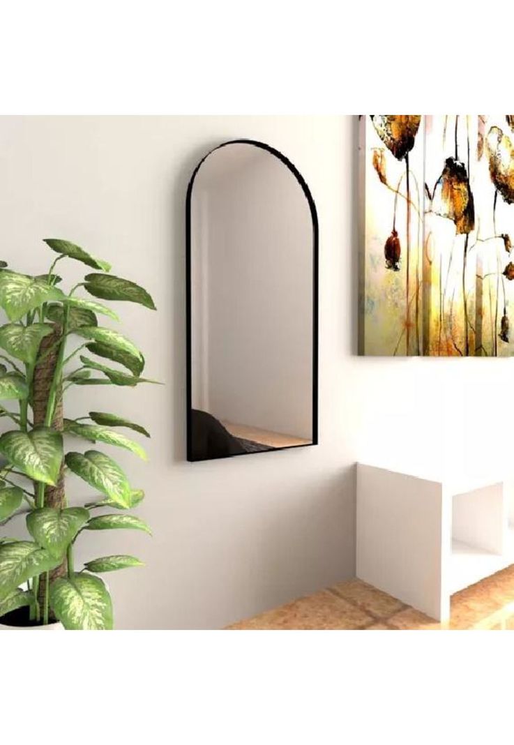 Espejo Rectangular Negro con Marco en Estructura Metálica-3