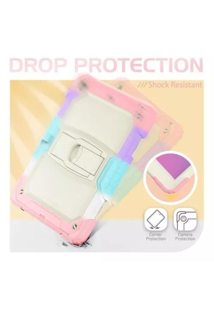Mica y funda para iPad 10.2 (8, 9 y 7 Generación), uso rudo, correa multicolor-1