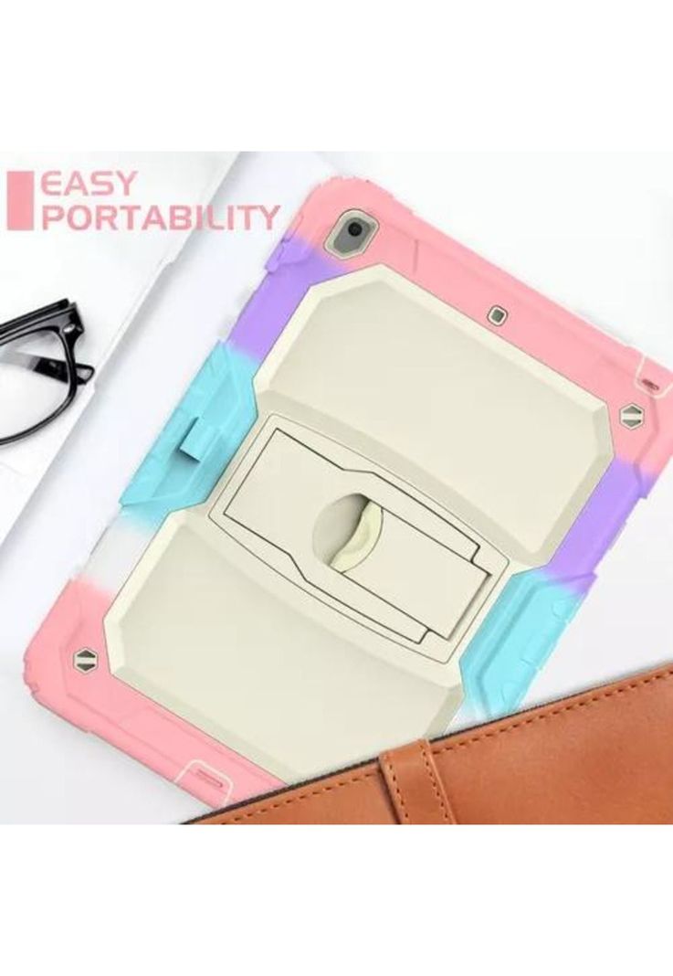 Mica y funda para iPad 10.2 (8, 9 y 7 Generación), uso rudo, correa multicolor-3