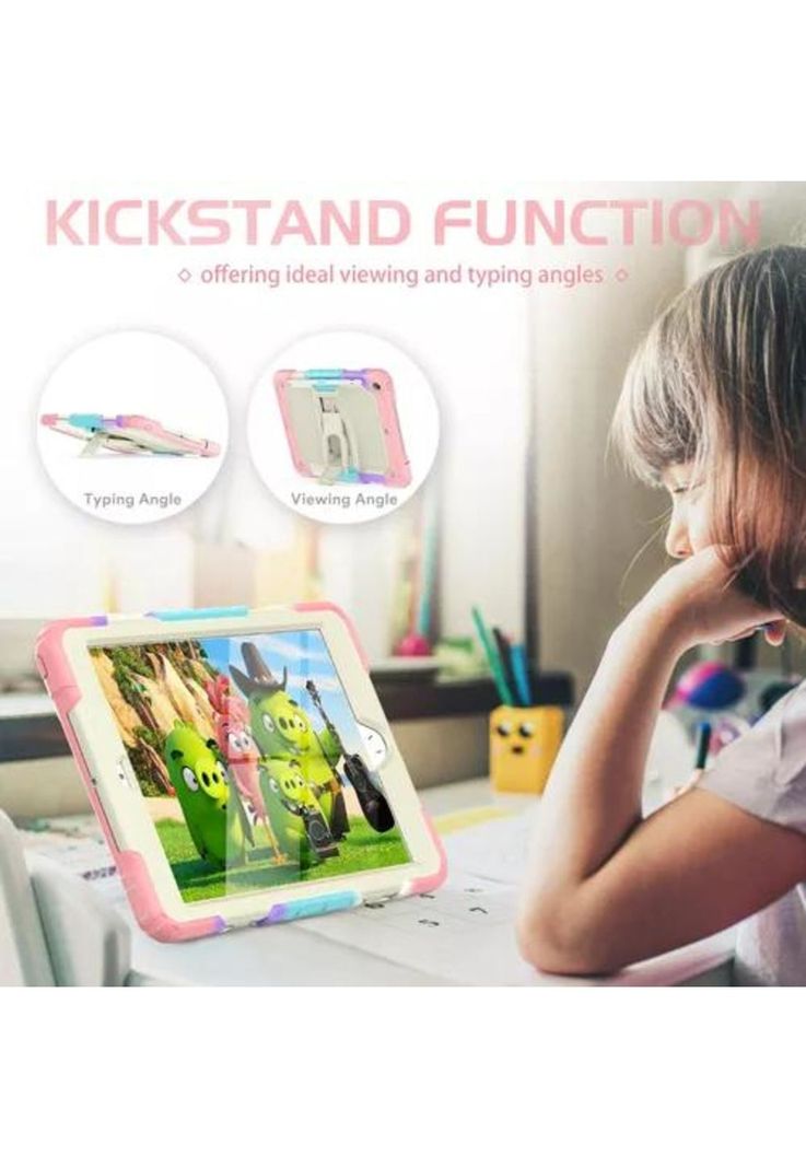 Mica y funda para iPad 10.2 (8, 9 y 7 Generación), uso rudo, correa multicolor-5