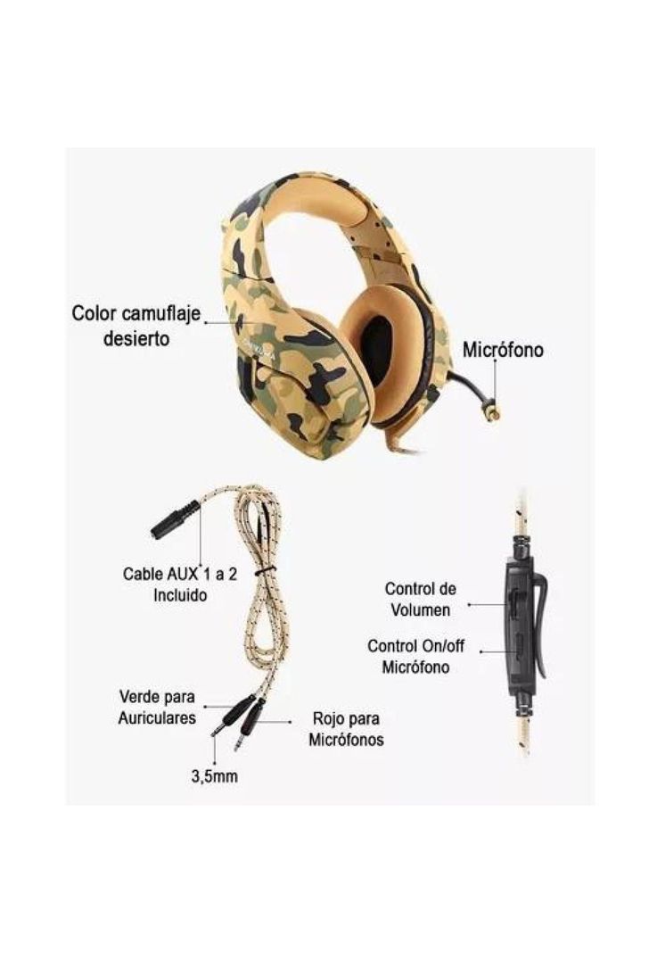 Auriculares gamer inalámbricos Onikuma K1-B camouflage yellow-5