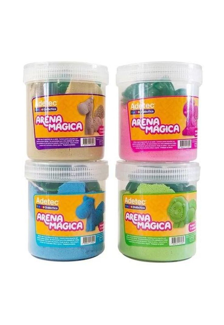 Arena mágica colores 450 g con 5 moldes Adetec color verde-0
