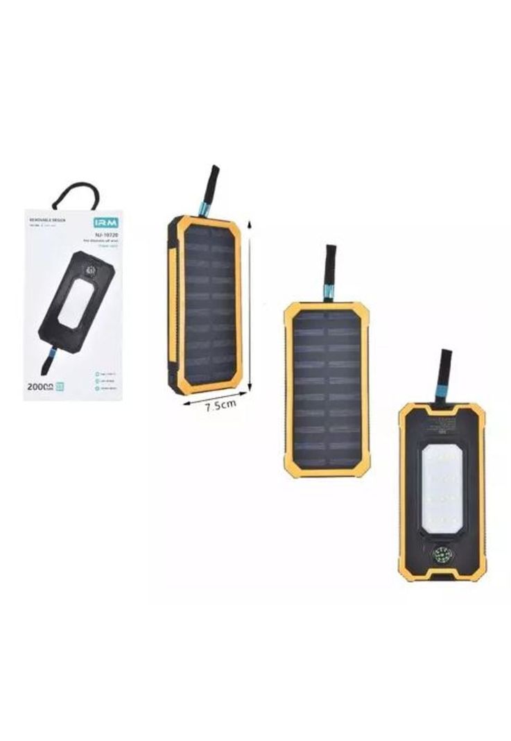 Cargador portátil solar con linterna y brújula 20,000 mAh, negro-1