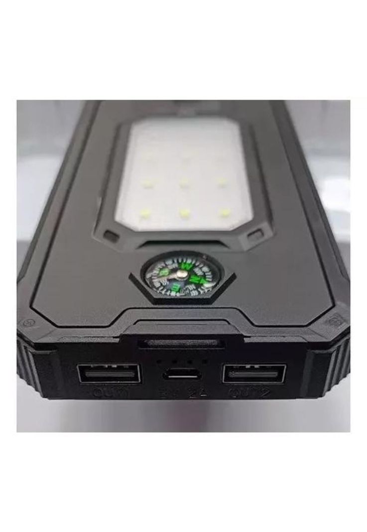 Cargador portátil solar con linterna y brújula 20,000 mAh, negro-2