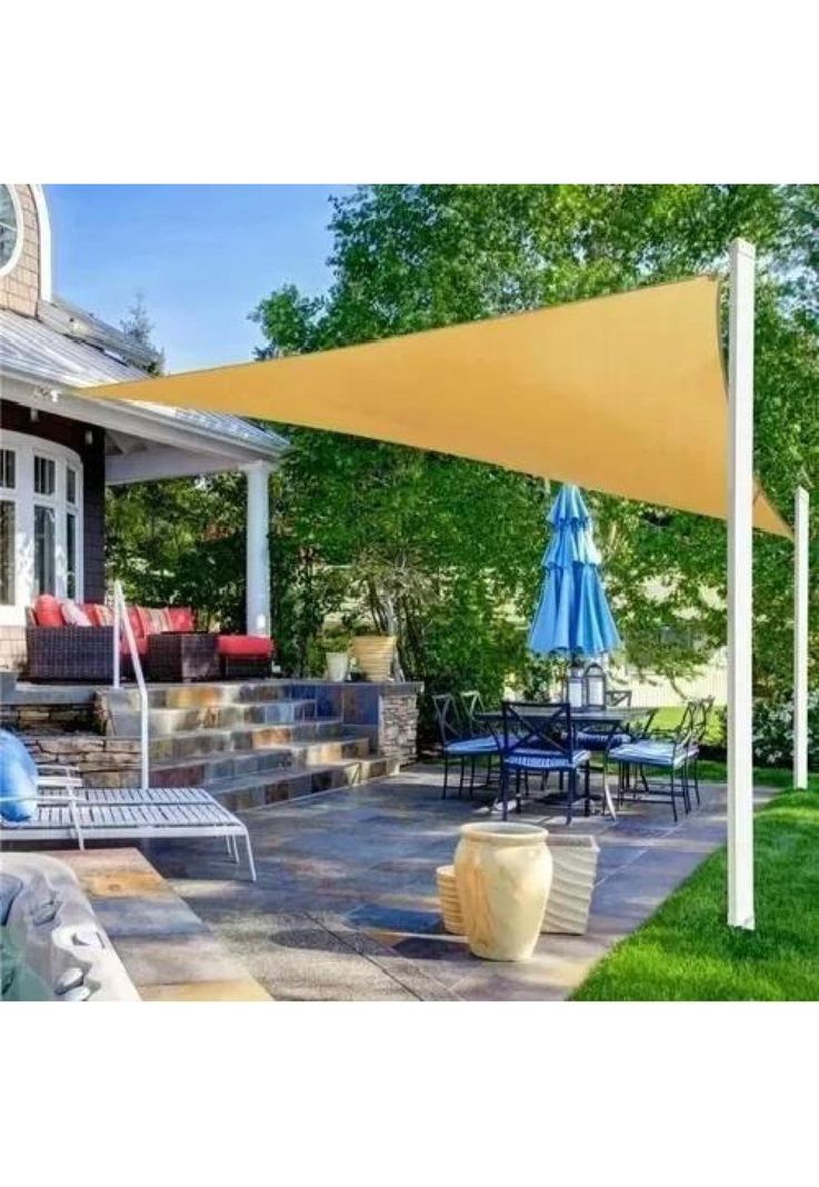 Toldo sombra importado, 5x5x5 m, anti UV, color crema-2