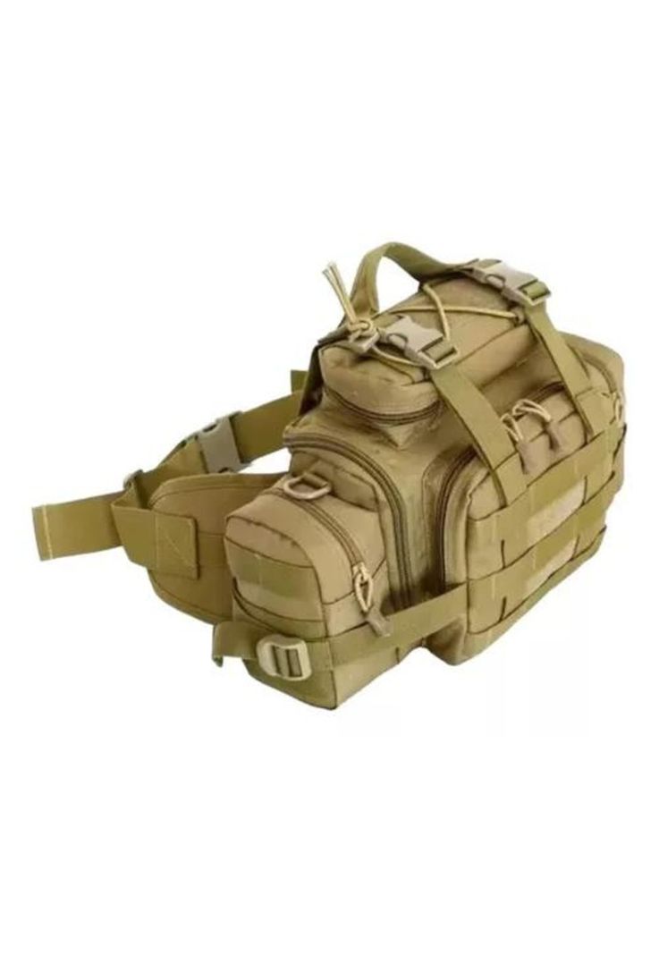 Bolso banano gigante tipo botiquín táctico militar café-0