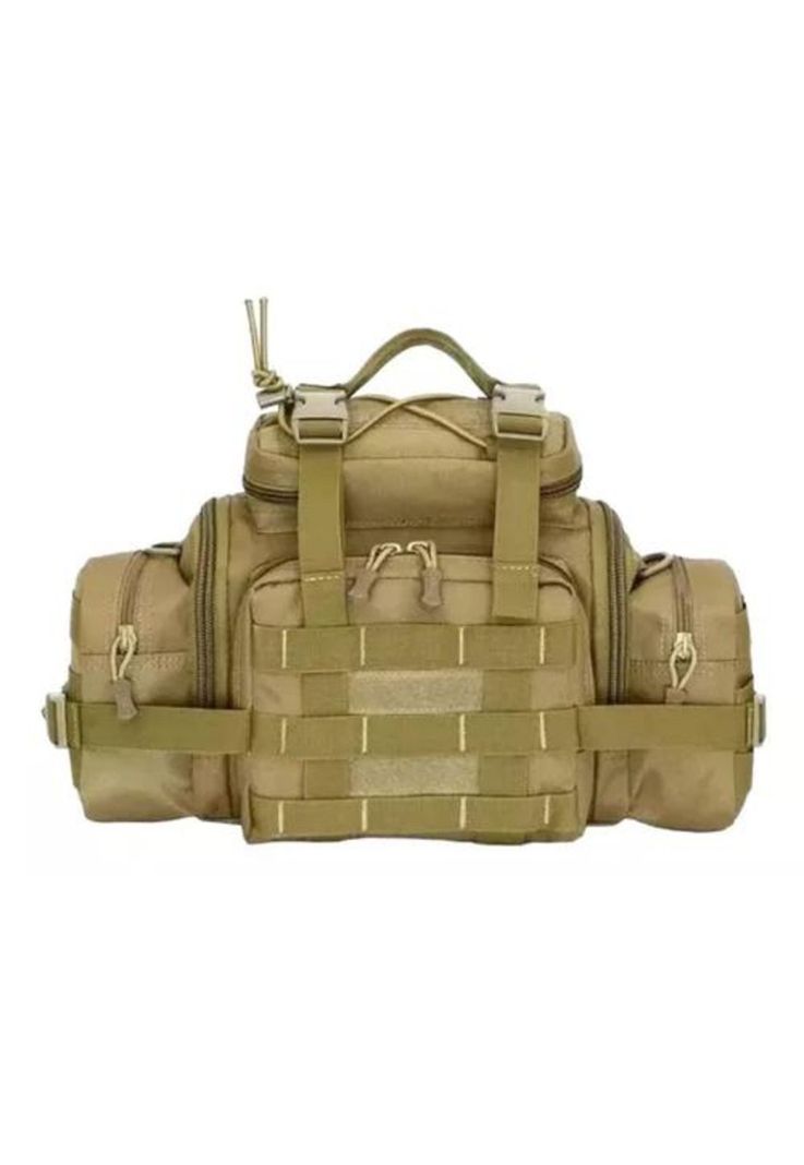 Bolso banano gigante tipo botiquín táctico militar café-1