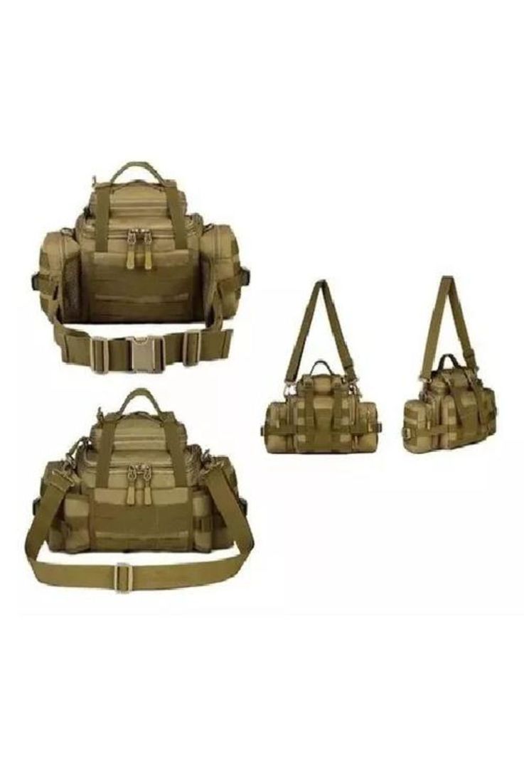 Bolso banano gigante tipo botiquín táctico militar café-2