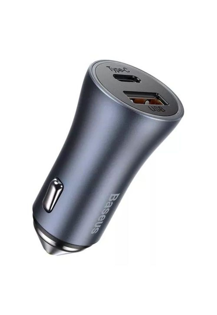 Cargador doble USB/tipo C 40W + cable tipo C 5A 1m gris Baseus-1